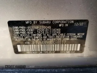 2022 Subaru WRX Limited with VIN JF1VBAN66N8033117, listed as a Copart auction lot 42981445 with 24,959 mi miles and Salvage Title. Bid and sale history available at carsss.com. Image 12.