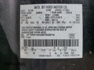 2008 Ford F-150 XL с VIN 1FTRW14W28FB42014, выставлен на аукционе Copart как лот 52368465 с пробегом 170 570 миль миль и Списание • Salvage title. История ставок и продаж доступна на DreamBid. Изображение 12.