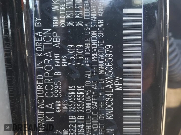2022 Kia EV6 Wind z VIN KNDC34LAXN5065979, wystawiony jako Copart lot #46663755 z przebiegiem 19 077 mil mil oraz Szkoda całkowita • Salvage title. Historia ofert i sprzedaży dostępna na DreamBid. Obrazek 13.