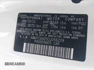 2012 Hyundai Veloster w/Black Int z VIN KMHTC6AD5CU056209, wystawiony jako IAAI lot #42565571 z przebiegiem 137 908 mil mil oraz . Historia ofert i sprzedaży dostępna na DreamBid. Obrazek 9.