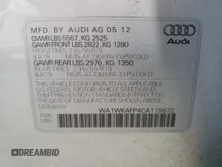 2012 Audi Q5 Prestige with VIN WA1WKAFP4CA119872, listed as a Copart auction lot 50249425 with 130,400 mi miles and Salvage title. Bid and sale history available at DreamBid. Image 13.