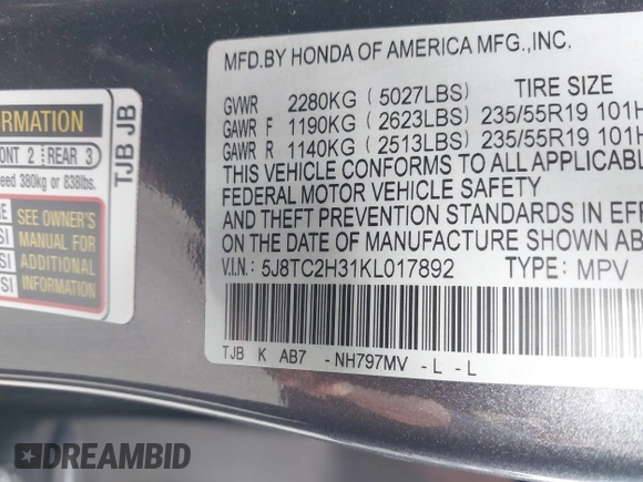 2019 Acura RDX с VIN 5J8TC2H31KL017892, выставлен на аукционе IAAI как лот 42085613 с пробегом 50 602 миль миль и . История ставок и продаж доступна на DreamBid. Изображение 9.