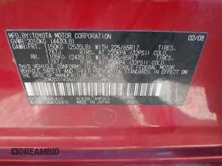 2008 Toyota RAV4 Ltd with VIN JTMZD31V086071330, listed as a IAAI auction lot 41655978 with 223,411 mi miles. Bid and sale history available at carsss.com. Image 9.