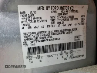 2014 Ford F-250 XL with VIN 1FT7W2B66EEA95457, listed as a Copart auction lot 59625155 with 118,040 mi miles and Salvage title. Bid and sale history available at DreamBid. Image 12.