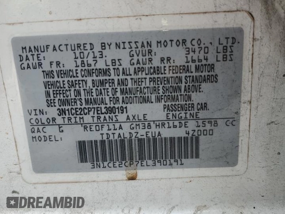 2014 Nissan Note SV с VIN 3N1CE2CP7EL390191, выставлен на аукционе Copart как лот 52814315 с пробегом 161 603 миль миль и Чистый • Clean title. История ставок и продаж доступна на DreamBid. Изображение 12.