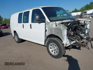 2014 Chevrolet Express Cargo Van with VIN 1GCSGAFX2E1151373, listed as a IAAI auction lot 42045528 with 123,718 mi miles. Bid and sale history available at carsss.com. Image 1.