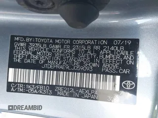 2020 Toyota Corolla LE with VIN JTDEPRAE9LJ059093, listed as a IAAI auction lot 41950106 with 1 mi miles. Bid and sale history available at carsss.com. Image 9.