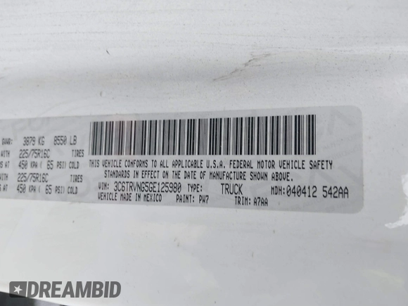 2016 Ram ProMaster Cargo with VIN 3C6TRVNG5GE125980, listed as a IAAI auction lot 41174679 with 148,381 mi miles and . Bid and sale history available at DreamBid. Image 9.