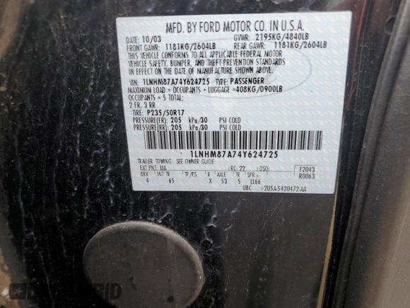 2004 Lincoln LS with VIN 1LNHM87A74Y624725, listed as a Copart auction lot 52925105 with 135,129 mi miles and Salvage Title. Bid and sale history available at carsss.com. Image 12.
