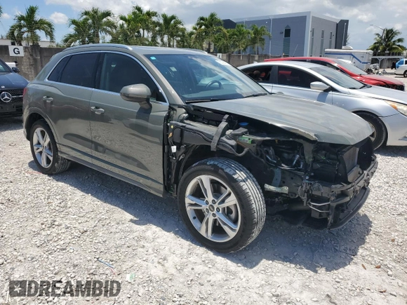 2022 Audi Q3 S line Premium with VIN WA1DECF36N1128695, listed as a Copart auction lot 61494915 with 26,725 mi miles and Salvage title. Bid and sale history available at DreamBid. Image 4.