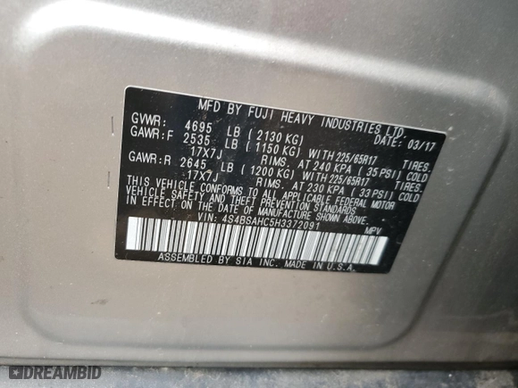 2017 Subaru Outback Premium with VIN 4S4BSAHC5H3372091, listed as a Copart auction lot 51704415 with 99,604 mi miles and Salvage Title. Bid and sale history available at carsss.com. Image 14.