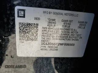 2021 Chevrolet Malibu LT with VIN 1G1ZD5ST2MF006569, listed as a Copart auction lot 49697045 with 83,695 mi miles and Salvage Title. Bid and sale history available at DreamBid. Image 12.