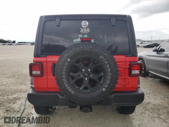 2022 Jeep Wrangler Unlimited Willys with VIN 1C4HJXDN7NW237703, listed as a Copart auction lot 73889984 with Not Provided miles and Non Repairable. Bid and sale history available at DreamBid. Image 6.