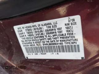 2008 Honda Odyssey LX с VIN 5FNRL38268B041400, выставлен на аукционе IAAI как лот 42336906 с пробегом 252 823 миль миль и . История ставок и продаж доступна на DreamBid. Изображение 9.