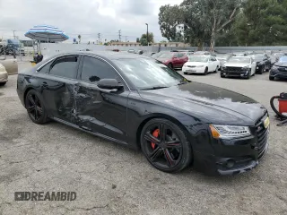 2015 Audi S8 with VIN WAUK2AFD6FN005005, listed as a Copart auction lot 72074884 with 74,335 mi miles and Salvage Title. Bid and sale history available at carsss.com. Image 4.