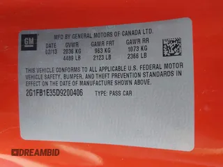 2013 Chevrolet Camaro LT z VIN 2G1FB1E35D9200406, wystawiony jako IAAI lot #42398599 z przebiegiem 118 700 mil mil oraz . Historia ofert i sprzedaży dostępna na DreamBid. Obrazek 9.