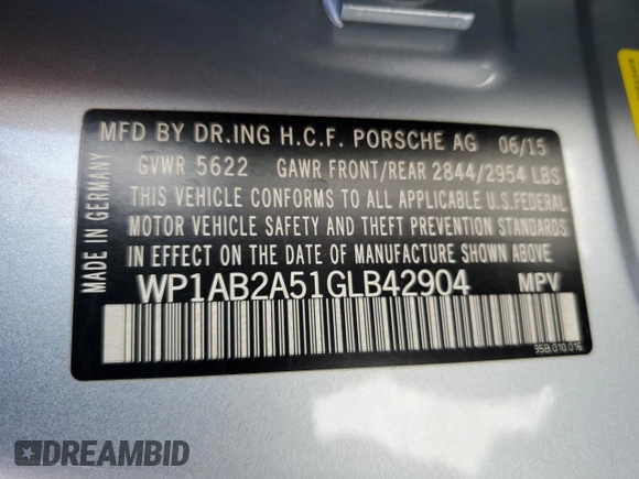 2016 Porsche Macan S with VIN WP1AB2A51GLB42904, listed as a Copart auction lot 52457525 with 67,862 mi miles and Salvage Title. Bid and sale history available at DreamBid. Image 15.