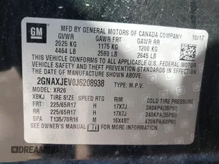 2018 Chevrolet Equinox LT with VIN 2GNAXJEV0J6208938, listed as a IAAI auction lot 39715043 with 1 mi miles. Bid and sale history available at carsss.com. Image 9.