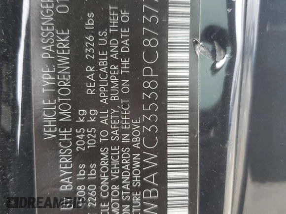 2008 BMW 3 Series 328xi с VIN WBAWC33538PC87377, выставлен на аукционе Copart как лот 71602624 с пробегом 174 023 миль миль и Списание • Salvage title. История ставок и продаж доступна на DreamBid. Изображение 12.