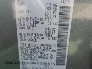 2015 Infiniti QX60 with VIN 5N1AL0MMXFC506575, listed as a Copart auction lot 48435245 with 61,198 mi miles and Salvage Title. Bid and sale history available at DreamBid. Image 13.