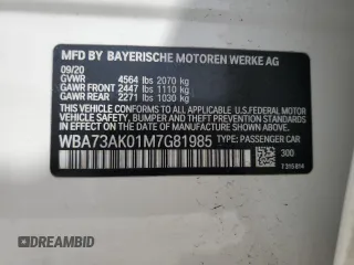 2021 BMW 2 Series 228i xDrive with VIN WBA73AK01M7G81985, listed as a Copart auction lot 59205355 with 31,441 mi miles and Salvage title. Bid and sale history available at DreamBid. Image 12.