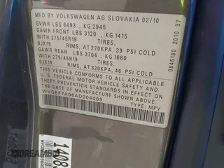 2010 Volkswagen Touareg VR6 with VIN WVGBF7A96AD004069, listed as a IAAI auction lot 41972994 with Not Provided miles and . Bid and sale history available at DreamBid. Image 9.