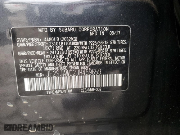 2018 Subaru Forester Touring z VIN JF2SJAWC2JH459659, wystawiony jako Copart lot #49343805 z przebiegiem 42 513 mil mil oraz Szkoda całkowita • Salvage title. Historia ofert i sprzedaży dostępna na DreamBid. Obrazek 16.
