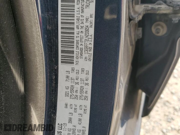 2020 Ram 1500 Big Horn with VIN 1C6SRFFT2LN233654, listed as a Copart auction lot 49727415 with 113,502 mi miles and Salvage Title. Bid and sale history available at carsss.com. Image 12.