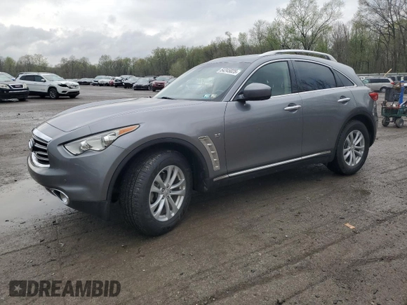 2015 Infiniti QX70 with VIN JN8CS1MW2FM482942, listed as a Copart auction lot 54245025 with 108,314 mi miles and Salvage Title. Bid and sale history available at DreamBid. Image 1.