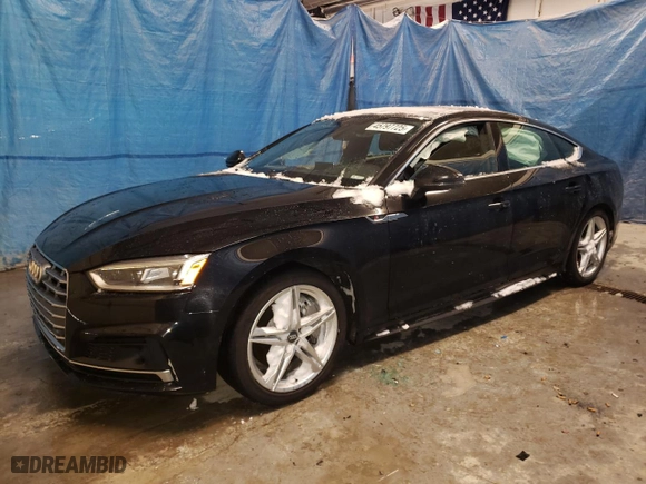 2018 Audi A5 Sportback Prestige with VIN WAUFNDF54JA045280, listed as a Copart auction lot 45797725 with 0 mi miles and Salvage Title. Bid and sale history available at carsss.com. Image 1.