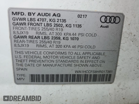 2017 Audi Q3 Premium Plus z VIN WA1HCCFS8HR017361, wystawiony jako Copart lot #47637485 z przebiegiem 197 876 mil mil oraz Czysty tytuł • Clean title. Historia ofert i sprzedaży dostępna na DreamBid. Obrazek 13.