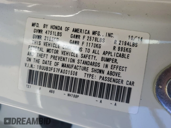 2015 Acura TLX V6 Tech with VIN 19UUB3F57FA001506, listed as a Copart auction lot 41896415 with 139,943 mi miles and Salvage Title. Bid and sale history available at carsss.com. Image 14.