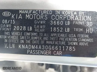 2016 Kia Rio LX with VIN KNADM4A30G6611785, listed as a IAAI auction lot 41958882 with 170,968 mi miles. Bid and sale history available at carsss.com. Image 9.