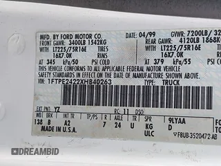 1999 Ford E-Series Commercial с VIN 1FTPE2422XHB40263, выставлен на аукционе IAAI как лот 41467093 с пробегом 85 504 миль миль и . История ставок и продаж доступна на DreamBid. Изображение 9.