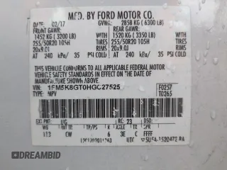 2017 Ford Explorer Sport с VIN 1FM5K8GT0HGC27525, выставлен на аукционе Copart как лот 61778735 с пробегом 177 423 миль миль и Списание • Salvage title. История ставок и продаж доступна на DreamBid. Изображение 14.