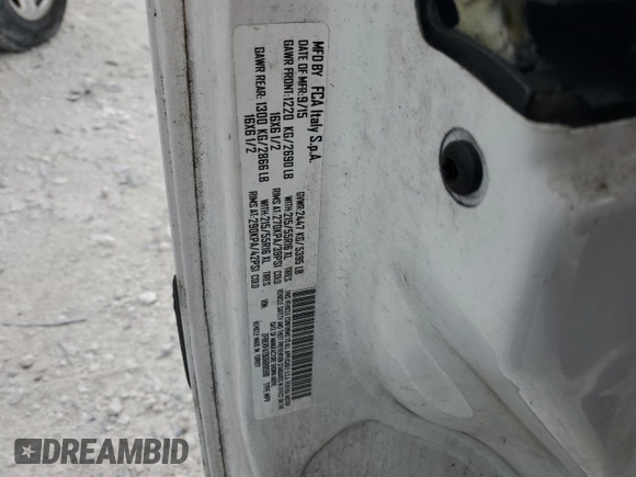2016 Ram ProMaster City Cargo Tradesman с VIN ZFBERFAT9G6B18598, выставлен на аукционе Copart как лот 61778125 с пробегом Не указан миль и На запчасти • Non repairable. История ставок и продаж доступна на DreamBid. Изображение 13.