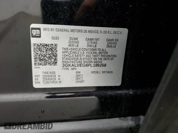 2023 GMC Terrain SLT с VIN 3GKALVEG8PL189268, выставлен на аукционе Copart как лот 65730585 с пробегом 59 915 миль миль и Чистый • Clean title. История ставок и продаж доступна на DreamBid. Изображение 14.