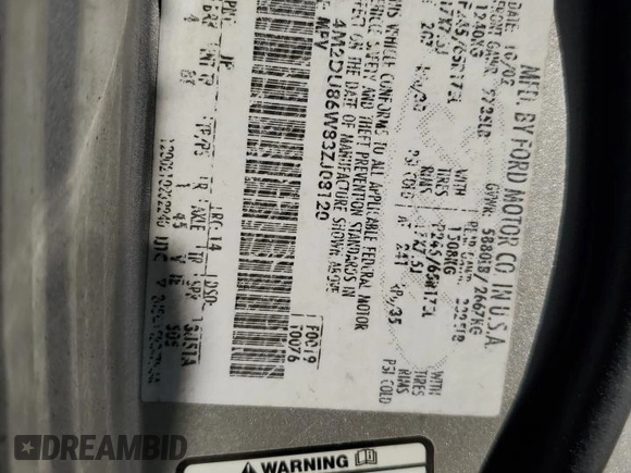 2003 Mercury Mountaineer Convenience with VIN 4M2DU86W83ZJ08120, listed as a Copart auction lot 42358845 with Not provided miles and Salvage title. Bid and sale history available at DreamBid. Image 13.