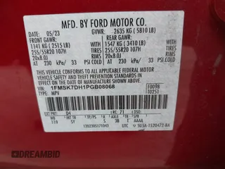 2023 Ford Explorer XLT с VIN 1FMSK7DH1PGB08068, выставлен на аукционе IAAI как лот 42462456 с пробегом 31 443 миль миль и . История ставок и продаж доступна на DreamBid. Изображение 9.