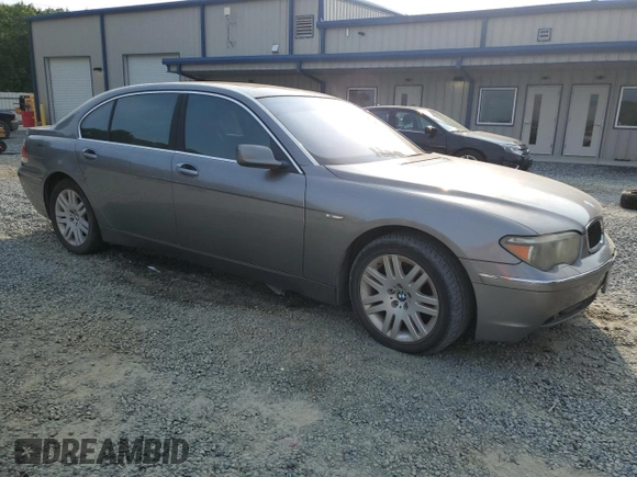 2002 BMW 7 Series 745Li with VIN WBAGN63492DR04469, listed as a Copart auction lot 59688915 with Not provided miles and Clean title. Bid and sale history available at DreamBid. Image 4.