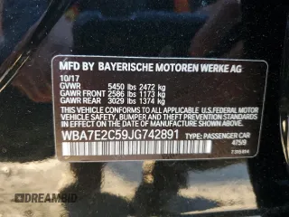 2018 BMW 7 Series 740i with VIN WBA7E2C59JG742891, listed as a Copart auction lot 78184903 with 43,189 mi miles. Bid and sale history available at carsss.com. Image 12.