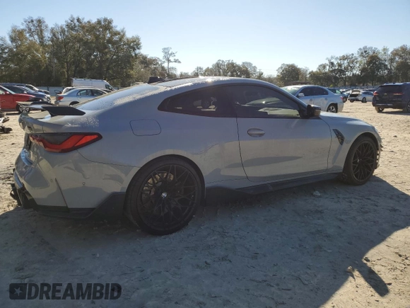 2023 BMW M4 Competition xDrive with VIN WBS43AZ06PCM15004, listed as a Copart auction lot 43222884 with 18,658 mi miles. Bid and sale history available at carsss.com. Image 3.
