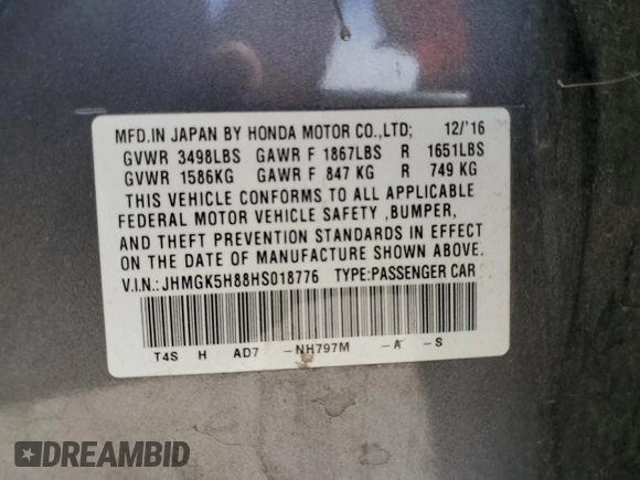2017 Honda Fit EX-L with VIN JHMGK5H88HS018776, listed as a Copart auction lot 50621185 with 25,382 mi miles and Salvage Title. Bid and sale history available at DreamBid. Image 12.