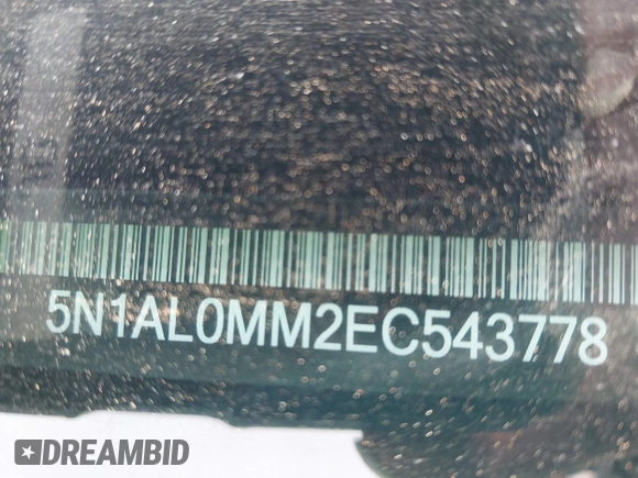 2014 Infiniti QX60 with VIN 5N1AL0MM2EC543778, listed as a IAAI auction lot 41587616 with Not Provided miles and . Bid and sale history available at carsss.com. Image 9.