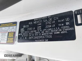 2023 Kia Forte LXS z VIN 3KPF24AD5PE677916, wystawiony jako IAAI lot #42381605 z przebiegiem 39 662 mil mil oraz . Historia ofert i sprzedaży dostępna na DreamBid. Obrazek 9.