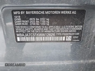 2019 BMW 5 Series 530i xDrive z VIN WBAJA7C51KWW12626, wystawiony jako IAAI lot #42335449 z przebiegiem 71 798 mil mil oraz . Historia ofert i sprzedaży dostępna na DreamBid. Obrazek 9.