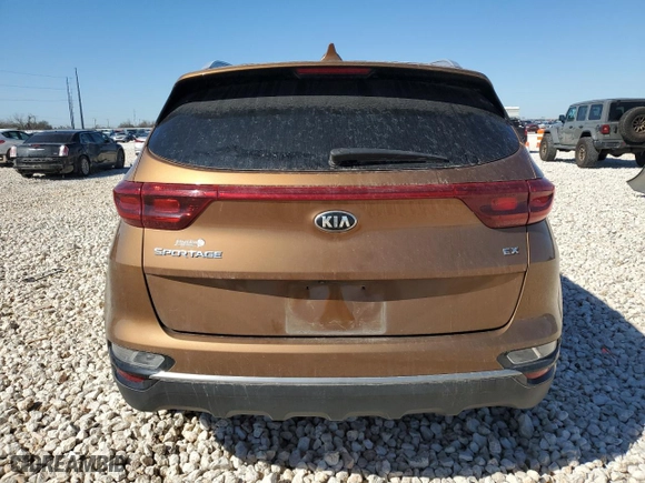 2020 Kia Sportage EX with VIN KNDPN3ACXL7825632, listed as a Copart auction lot 48372465 with 0 mi miles and Salvage Title. Bid and sale history available at carsss.com. Image 6.