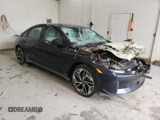 2023 Hyundai IONIQ 6 SEL with VIN KMHM34AAXPA035376, listed as a Copart auction lot 45840605 with 21,088 mi miles and Salvage Title. Bid and sale history available at carsss.com. Image 4.