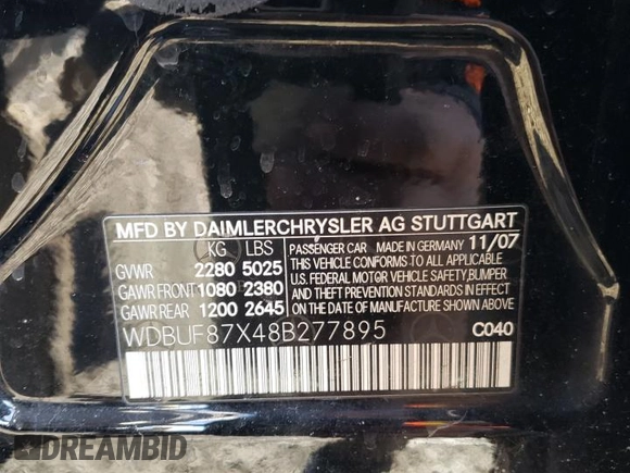 2008 Mercedes-Benz E 350 Luxury z VIN WDBUF87X48B277895, wystawiony jako Copart lot #45256465 z przebiegiem 150 145 mil mil oraz Szkoda całkowita • Salvage title. Historia ofert i sprzedaży dostępna na DreamBid. Obrazek 14.
