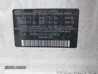 2013 Hyundai Elantra GLS z VIN 5NPDH4AE7DH328536, wystawiony jako IAAI lot #42138081 z przebiegiem 105 199 mil mil oraz . Historia ofert i sprzedaży dostępna na DreamBid. Obrazek 9.